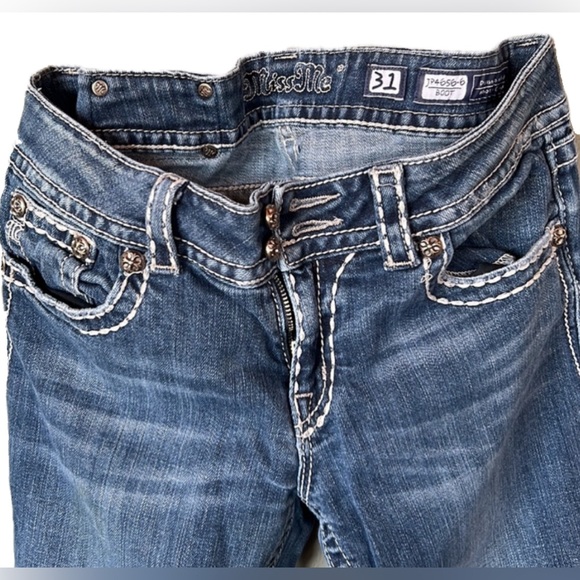 🌺Miss Me Gunmetal Bling Pockets, Boot Cut Jeans JP4656-6 Women’s Size 31🌸🌺 - Picture 8 of 14